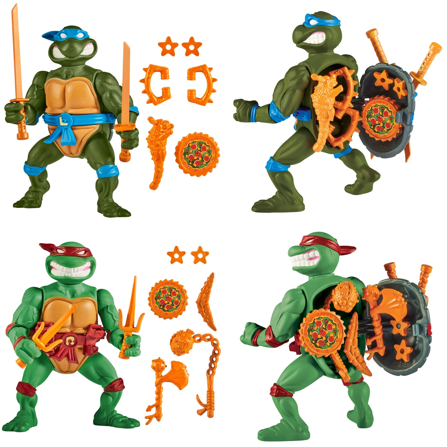 TMNT Retro Vintage Classic 1980s 4-Pack with Storage Shell Playmates Toys