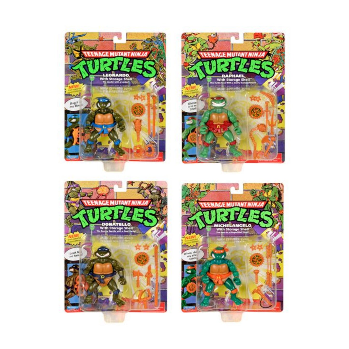 TMNT Retro Vintage Classic 1980s 4-Pack with Storage Shell Playmates Toys