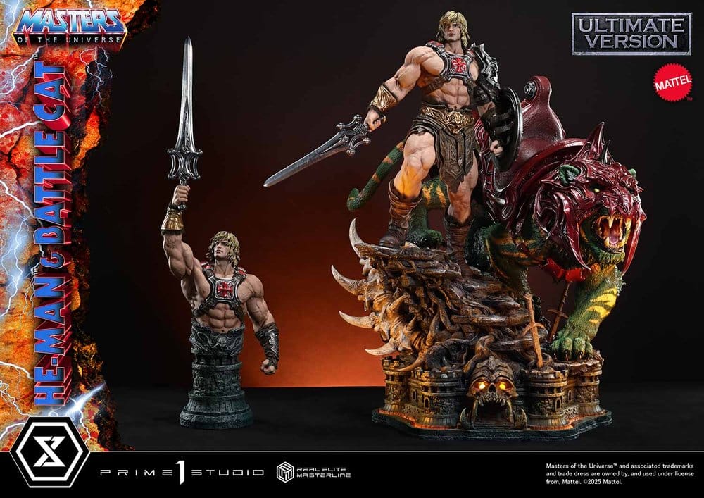 MOTU Real Elite Masterline Series Statue 1/4 He-Man & Battle Cat Ultimate Bonus Version Prime1Studiso PRÉ-RESERVA
